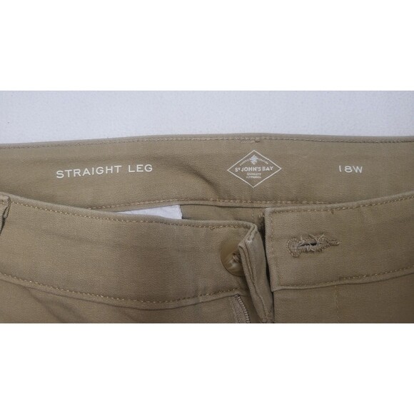 St John's Bay Women's Khaki Stretch Straight Leg Pants Size 18W EUC - Picture 3 of 7